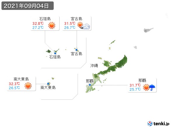 沖縄地方(2021年09月04日の天気