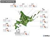 2021年09月07日の北海道地方の実況天気