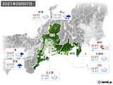 2021年09月07日の東海地方の実況天気