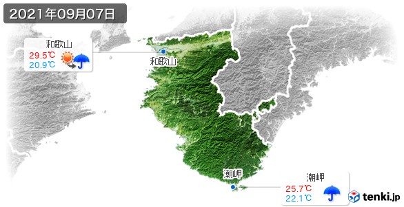和歌山県(2021年09月07日の天気