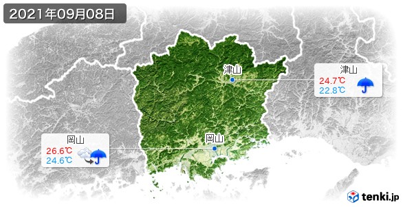 岡山県(2021年09月08日の天気