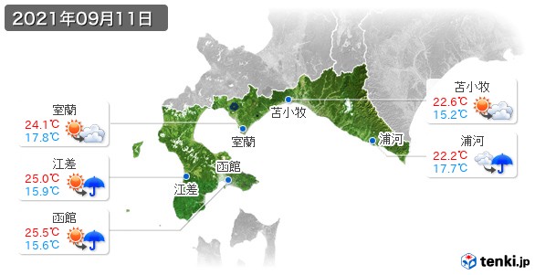 道南(2021年09月11日の天気