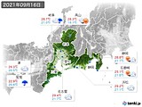 2021年09月16日の東海地方の実況天気