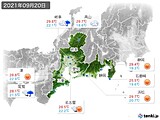 2021年09月20日の東海地方の実況天気