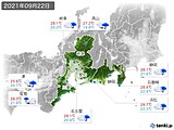 2021年09月22日の東海地方の実況天気