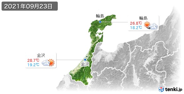 石川県(2021年09月23日の天気