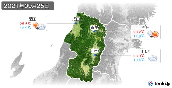 山形県(2021年09月25日の天気