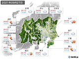 2021年09月27日の関東・甲信地方の実況天気