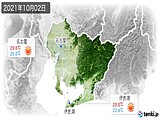 2021年10月02日の愛知県の実況天気