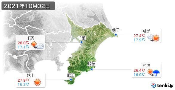千葉県(2021年10月02日の天気