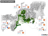 2021年10月04日の東海地方の実況天気