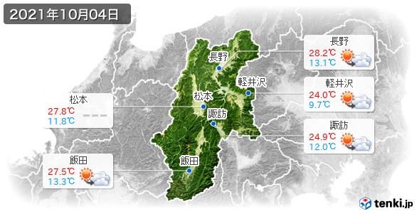 長野県(2021年10月04日の天気