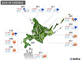 2021年10月06日の北海道地方の実況天気