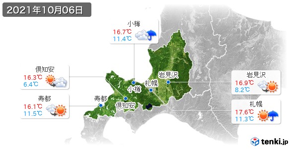 道央(2021年10月06日の天気