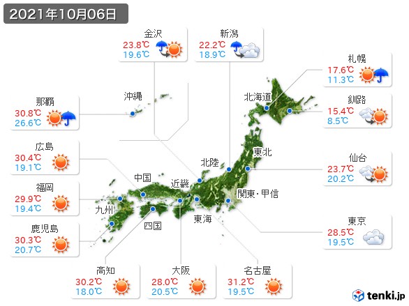 (2021年10月06日の天気