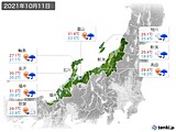 2021年10月11日の北陸地方の実況天気