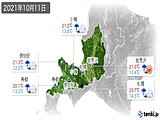 2021年10月11日の道央の実況天気