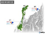 2021年10月11日の石川県の実況天気