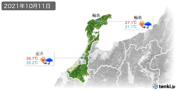 石川県(2021年10月11日の天気