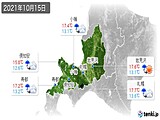 2021年10月15日の道央の実況天気