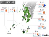 2021年10月16日の鹿児島県の実況天気