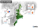 2021年10月28日の三重県の実況天気