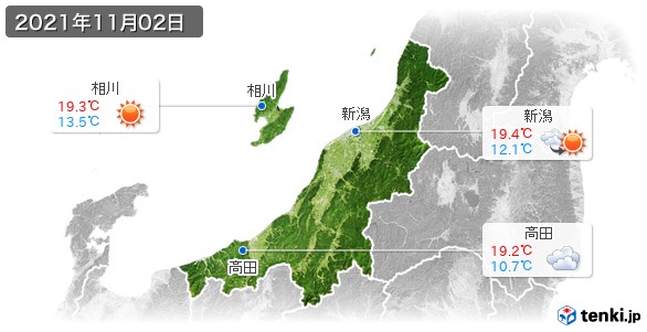 新潟県(2021年11月02日の天気