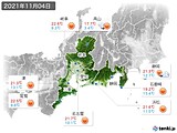 2021年11月04日の東海地方の実況天気