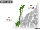 2021年11月04日の石川県の実況天気