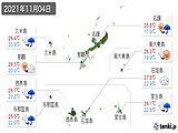 2021年11月04日の沖縄県の実況天気
