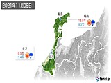 2021年11月05日の石川県の実況天気