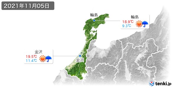 石川県(2021年11月05日の天気