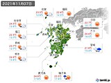 2021年11月07日の九州地方の実況天気