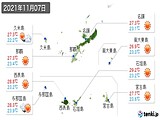 2021年11月07日の沖縄県の実況天気
