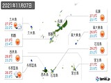 実況天気(2021年11月07日)