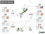 2021年11月10日の沖縄県の実況天気