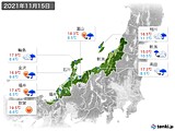 2021年11月15日の北陸地方の実況天気