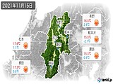 2021年11月15日の長野県の実況天気