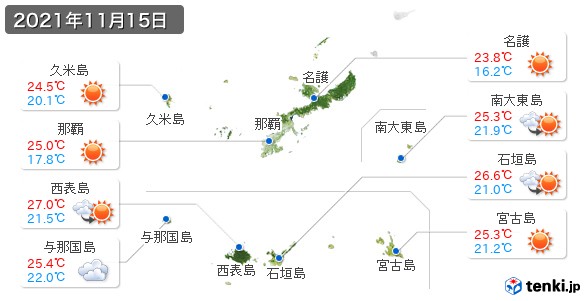 沖縄県(2021年11月15日の天気