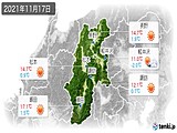 2021年11月17日の長野県の実況天気