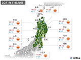 2021年11月20日の東北地方の実況天気