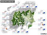 2021年11月21日の関東・甲信地方の実況天気