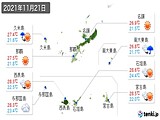 2021年11月21日の沖縄県の実況天気