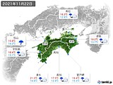 2021年11月22日の四国地方の実況天気