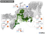 2021年11月25日の東海地方の実況天気