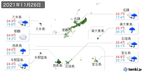 沖縄県(2021年11月26日の天気