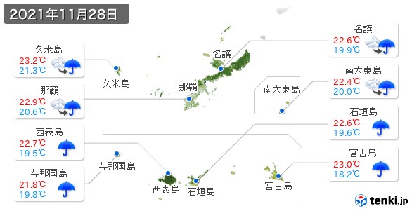 沖縄県(2021年11月28日の天気