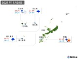 2021年11月29日の沖縄地方の実況天気