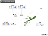 2021年11月30日の沖縄地方の実況天気