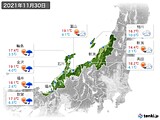 2021年11月30日の北陸地方の実況天気